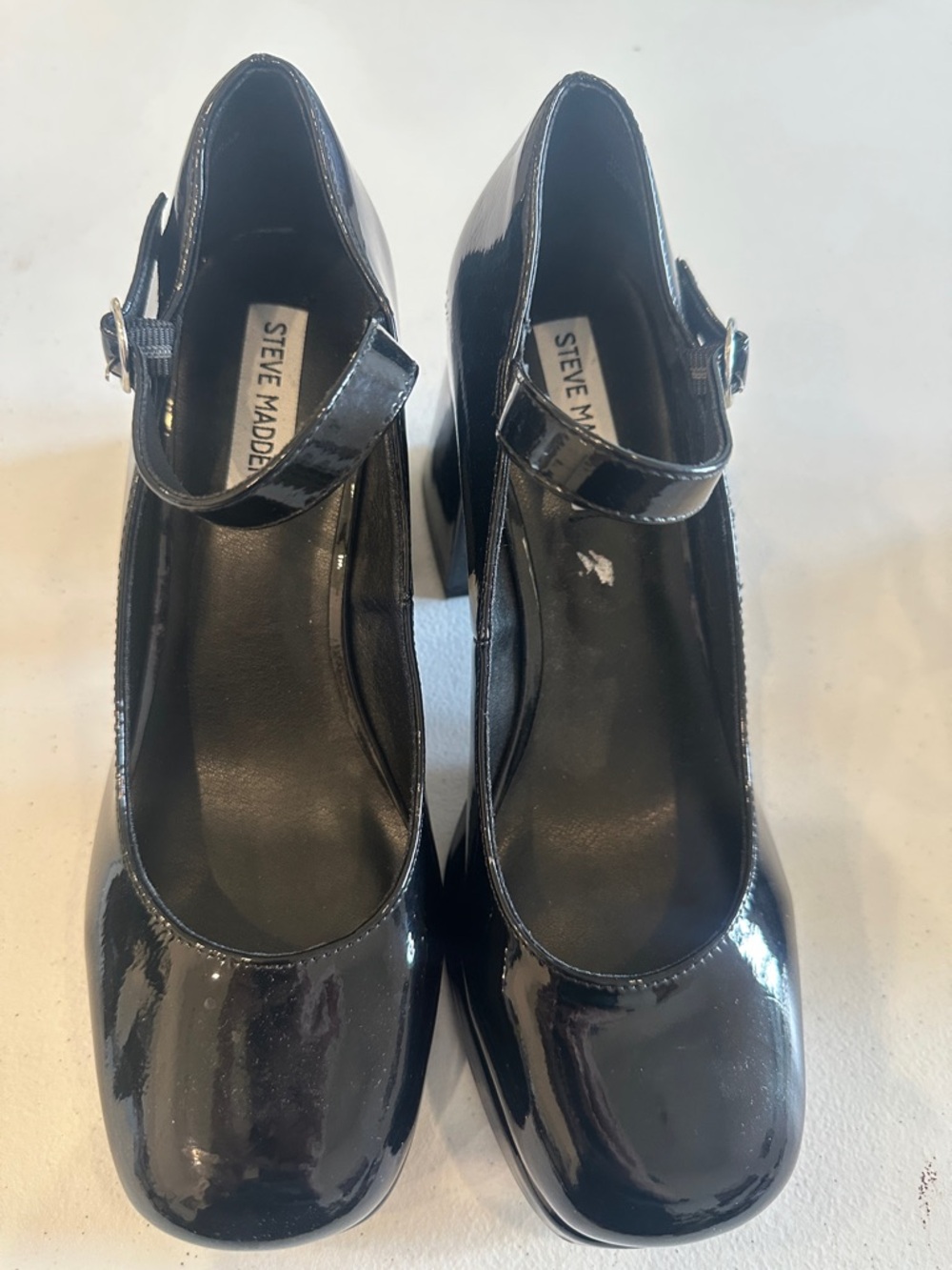 Women’s BRAND NEW! Steve Madden Black Patent Mary Jane Block Heels